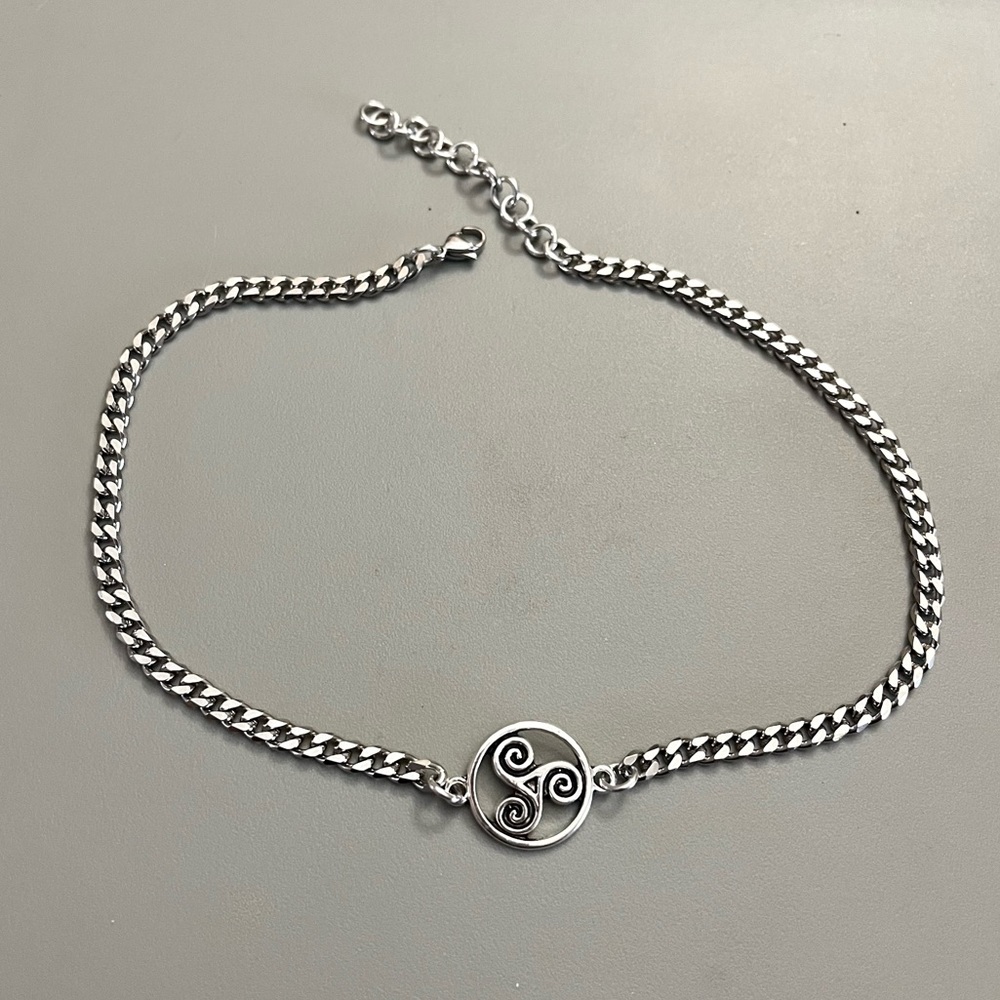 Handmade celtic knot trisquel cuban chain link stainless steel choker necklace - Picture 9 of 13
